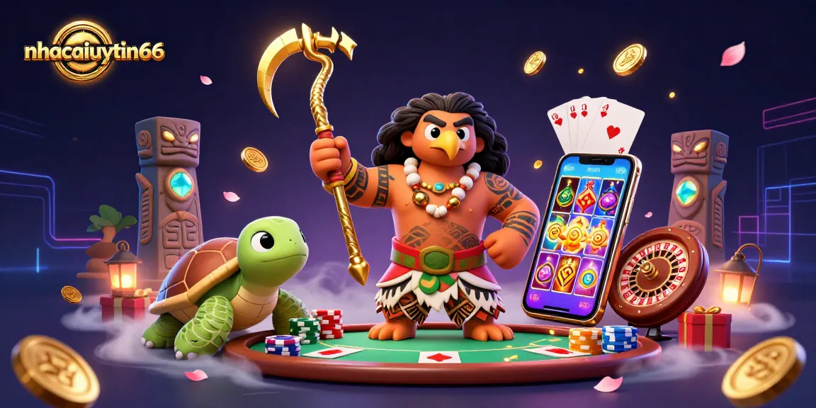 Experience thrilling poker gameplay with nhacaiuytin66's vibrant casino scene filled with dynamic characters and rich details.