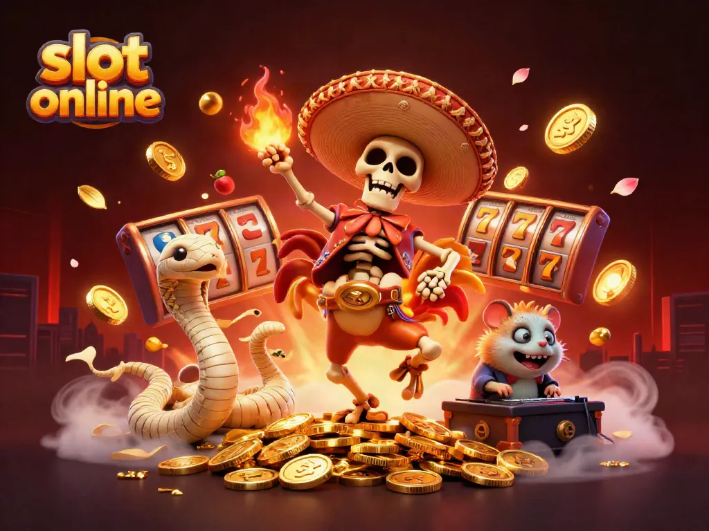 Engage in vibrant slot online gameplay with a joyful 3D cartoon scene filled with action and colorful elements.