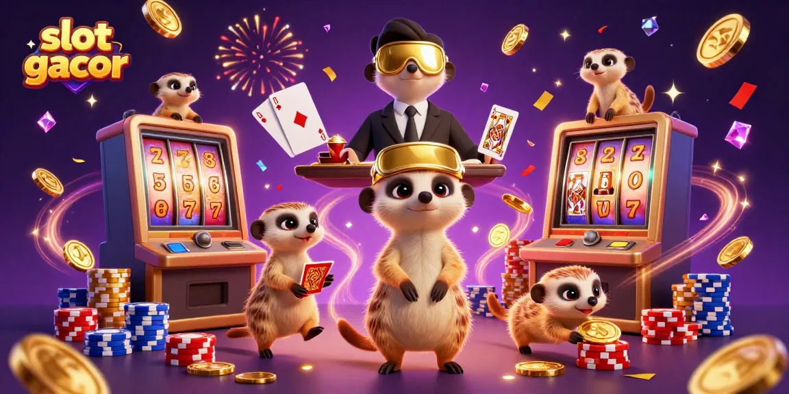 Engage with slot gacor in a dynamic meerkat casino scene featuring lively gameplay and excitement.