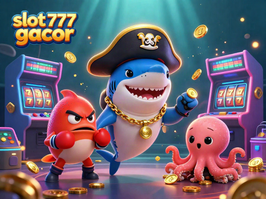 Play exciting slot 777 gacor with colorful characters and casino-themed elements in this vibrant scene.