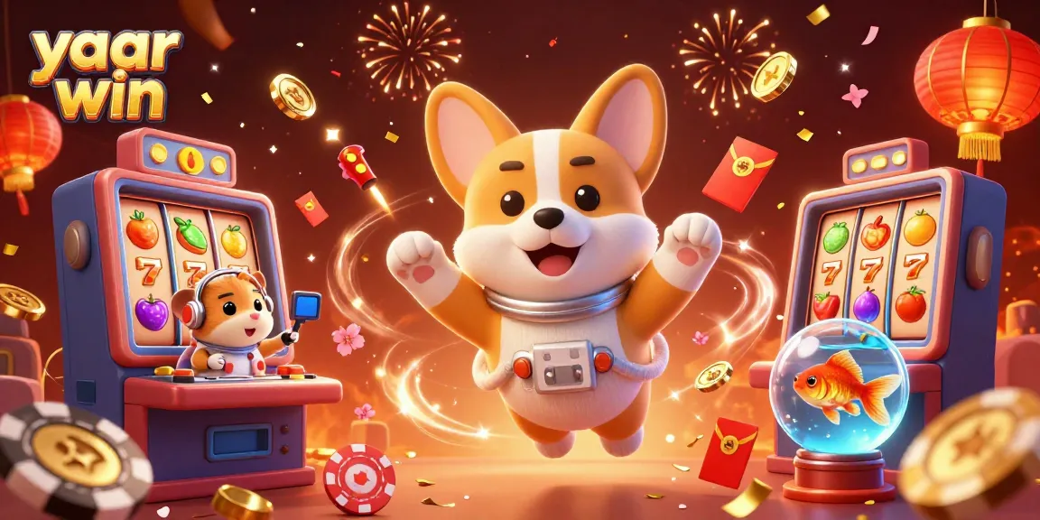 Engage with yaar win in a vibrant, bustling casino atmosphere featuring animated characters and dynamic gaming action.