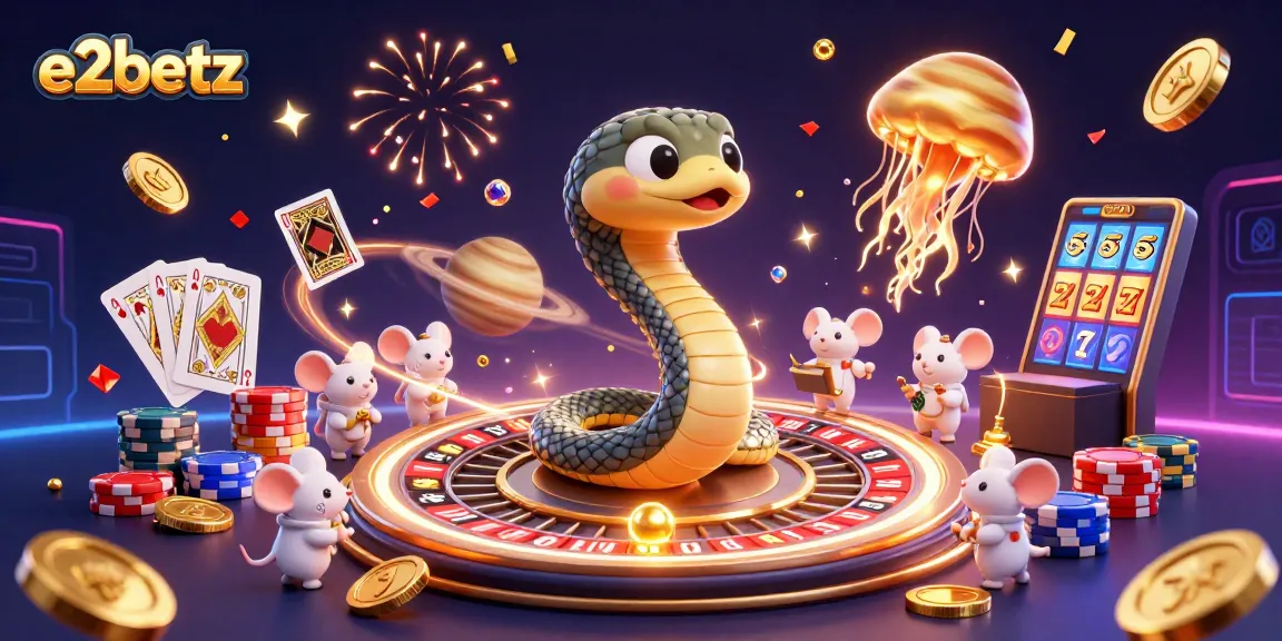 e2betz showcases a dynamic 3D casino scene with astronaut mice betting on Saturn's roulette rings.