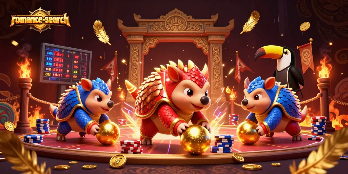 Experience exhilarating gameplay at romance-search with rival pangolins battling through golden poker chips.